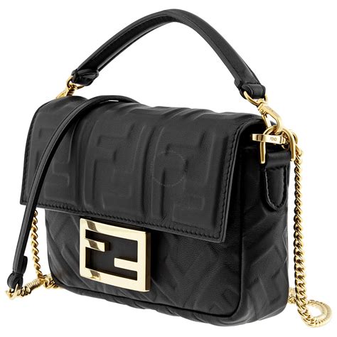 black leather fendi bag|fendi baguette shoulder bag.